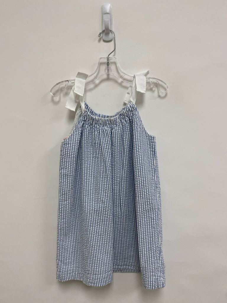 Lands End SIZE 6 White/Blue Stripes Sleeveless Seersucker Girl&