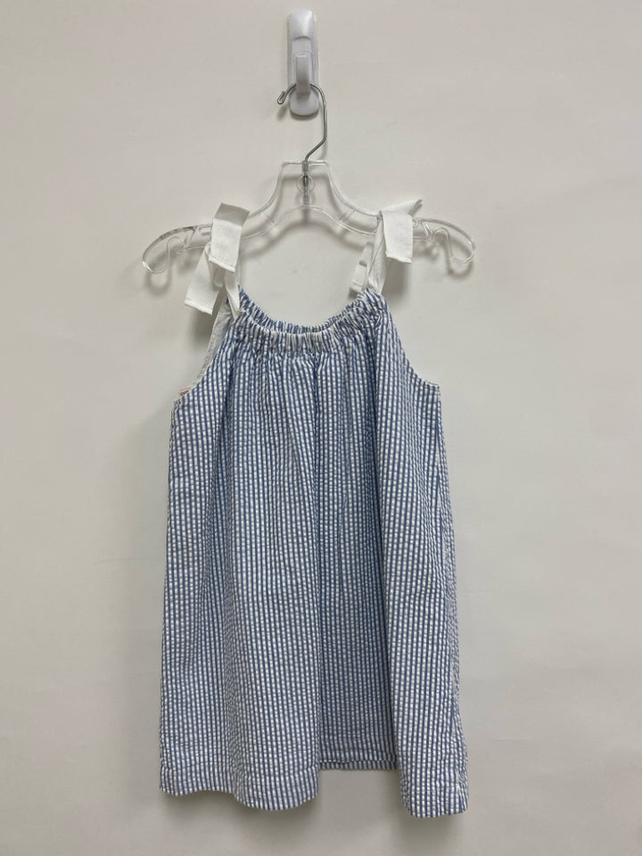 Lands End SIZE 6 White/Blue Stripes Sleeveless Seersucker Girl&