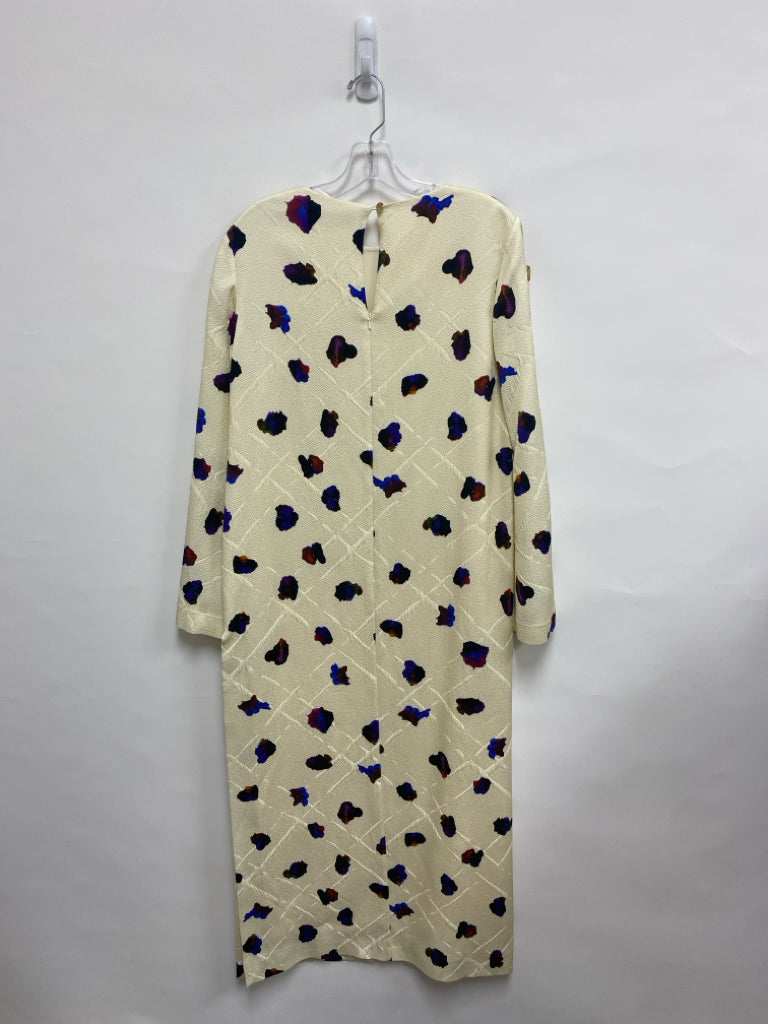 Size 10 Cream Purple/Multi Shapes Maxi Ladies Dress
