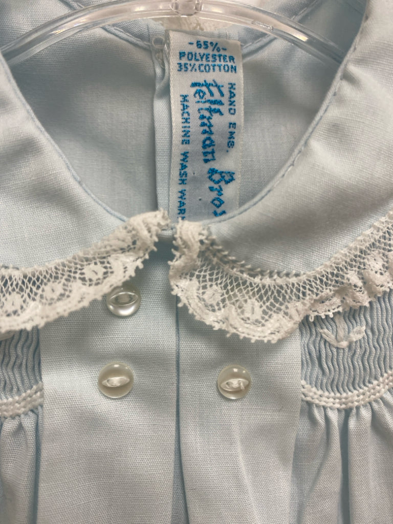 NWT Feltman Bros. SIZE 3-6M Pale Blue Smocking Embroidered Girl&