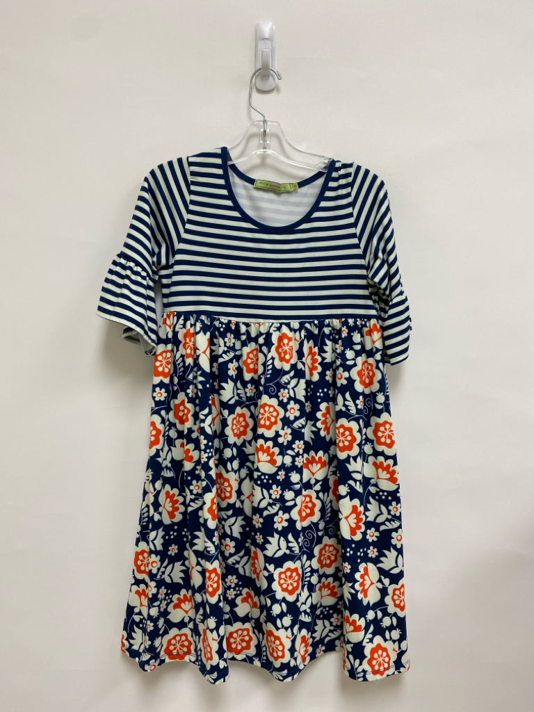 Millie Loves Lily SIZE 12 Cream Navy/Orange Stripes/Flowers Girl&