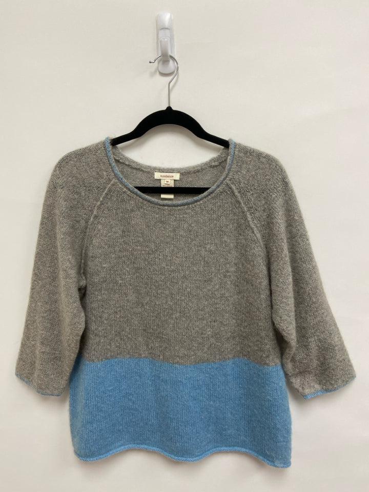 Sundance Size M Gray Blue Trimmed Ladies Sweater