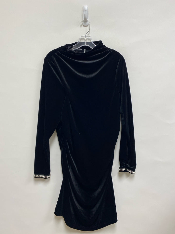 Anthropologie Size 1X Blue Beaded Velour Plus Size Dress