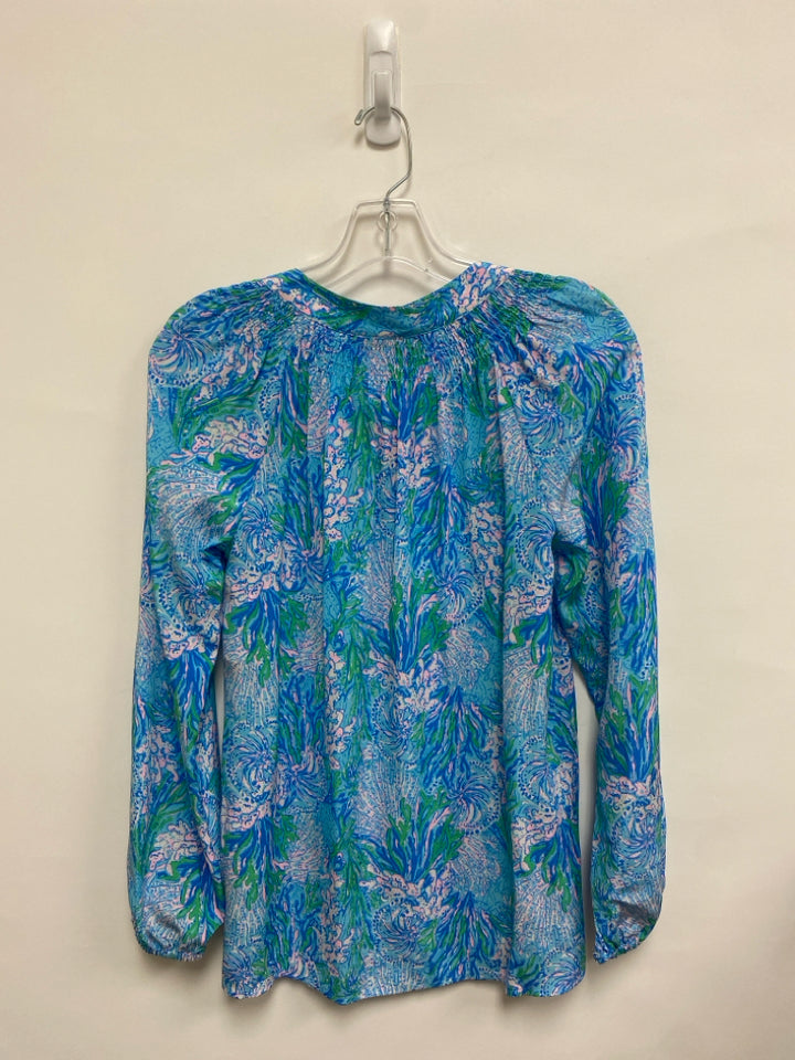NWT LILLY PULITZER Size XS Blue White/Green Ladies Top