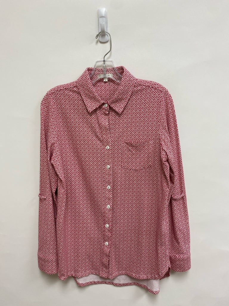 Tyler Boe Size M Red White Print Button Up Ladies Top