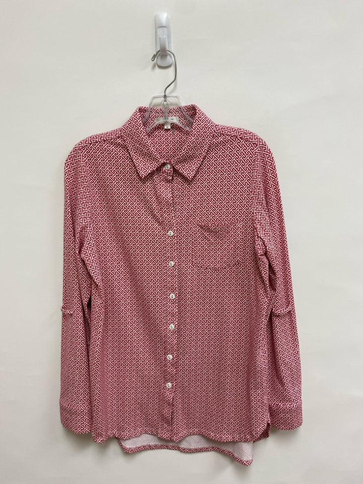 Tyler Boe Size M Red White Print Button Up Ladies Top