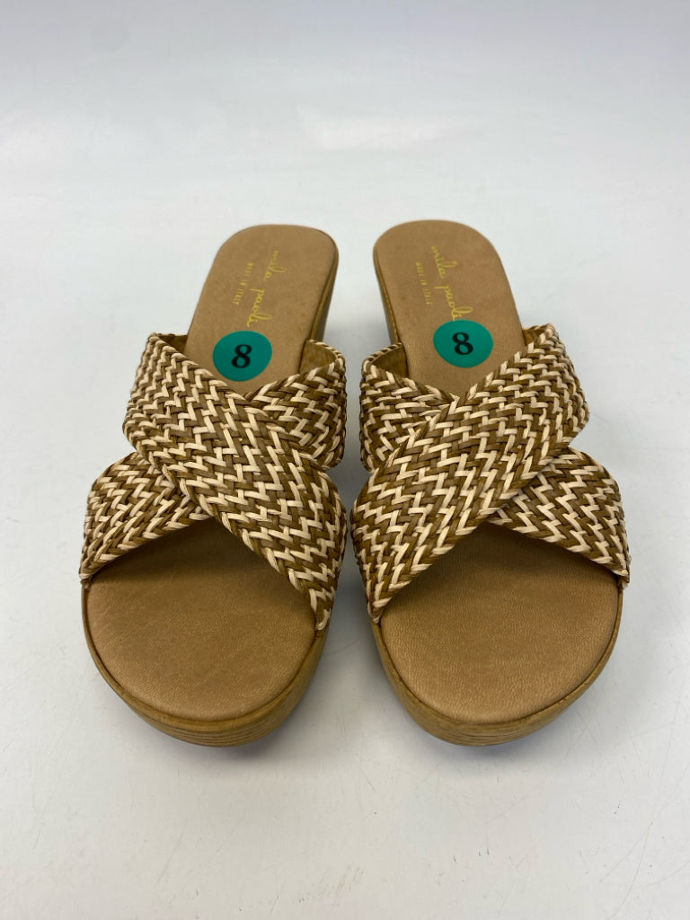 Size 8 Cream/Brown Woven Sandals