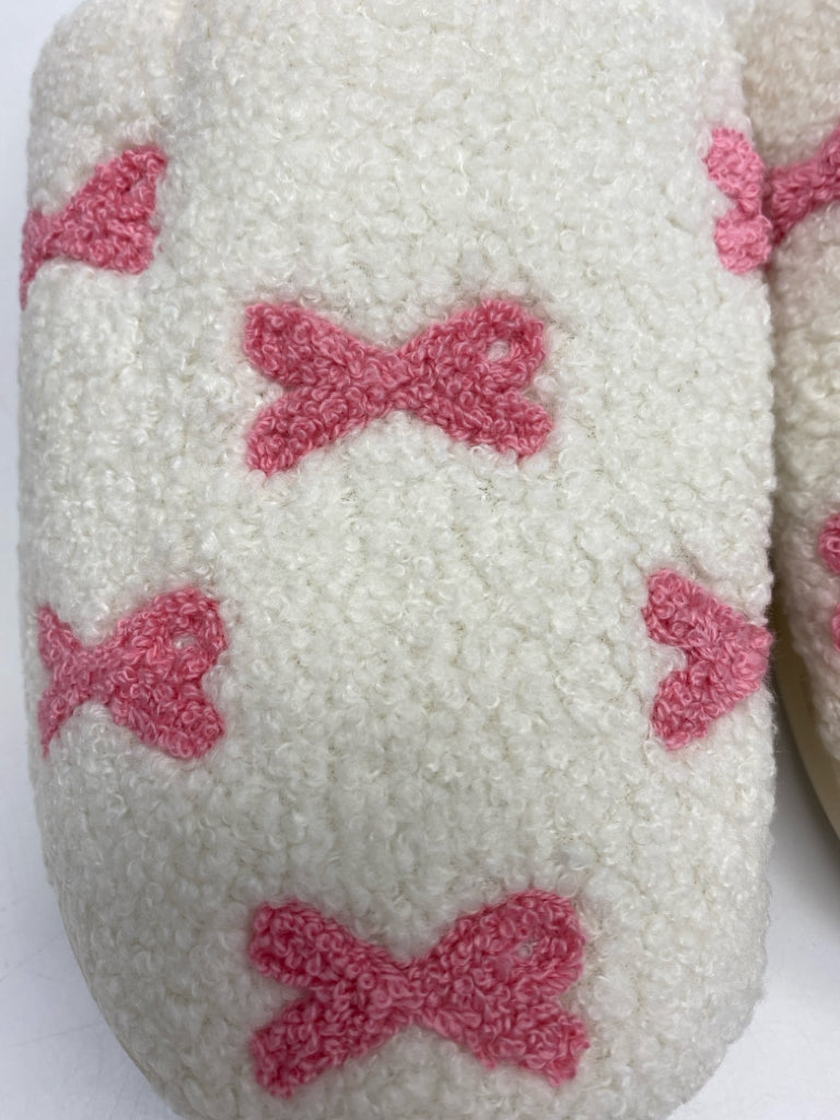 Size S,M,L White Pink Bow(s) Slippers