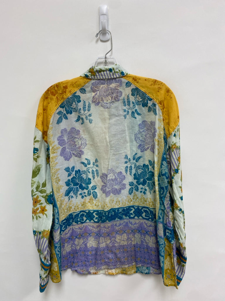 We The Free Size S Yellow Purple/Multi Floral Ladies Top