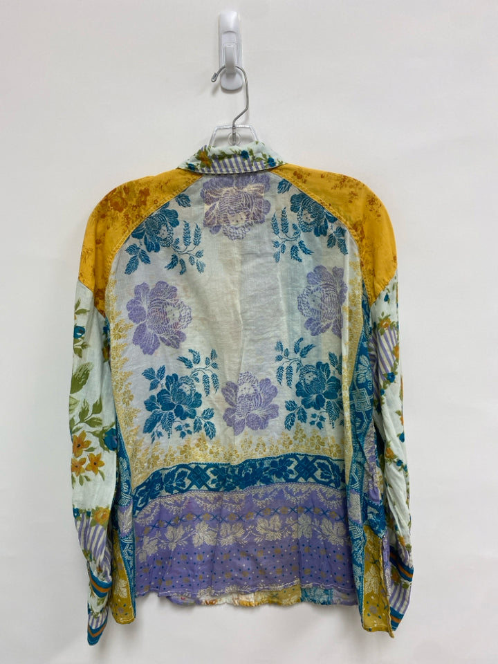 We The Free Size S Yellow Purple/Multi Floral Ladies Top