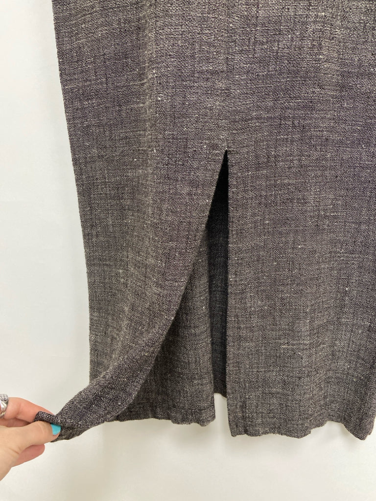 Eileen Fisher Size M Brown/Cream Mottled Linen Blend Ladies Skirt