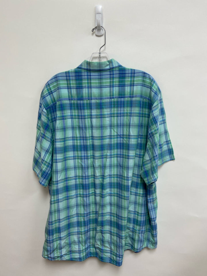 Tommy Bahama Size XXL Seafoam/White Blue Plaid Men&