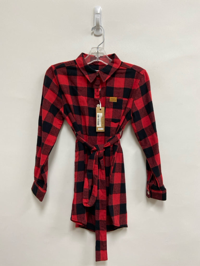 NWT Simply Southern SIZE 6/8 Red/Black Checkered Long Sleeve Girl&