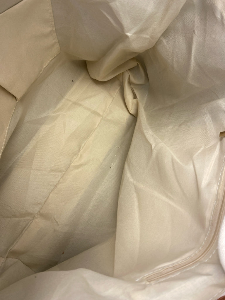 Cream Brown Canvas Handbag