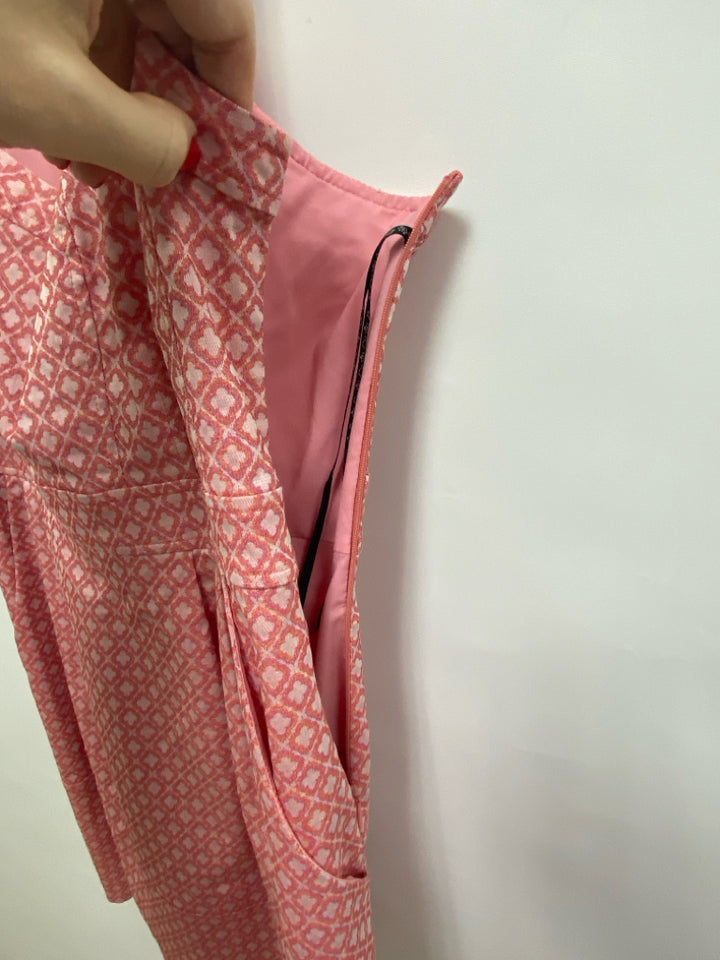 Nanette Lepore Size 10 Pink Coral Quatrefoil Sleeveless Ladies Dress