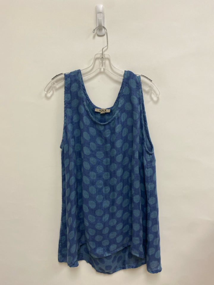 Flax Size L Blue Seafoam Polka Dot Sleeveless Ladies Top