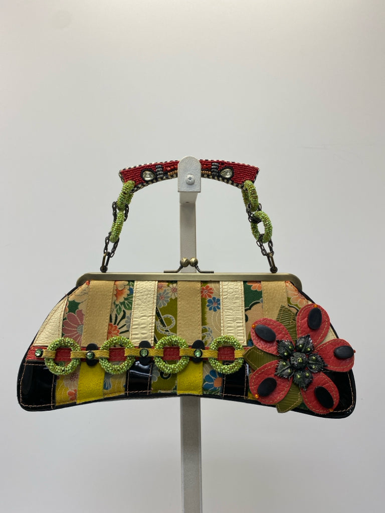 Mary Frances Black Multi-Color Beaded Handbag