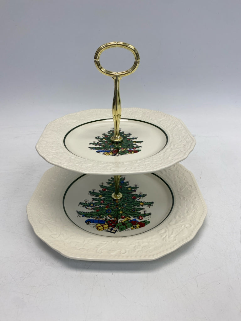 White Green Embossed Christmas