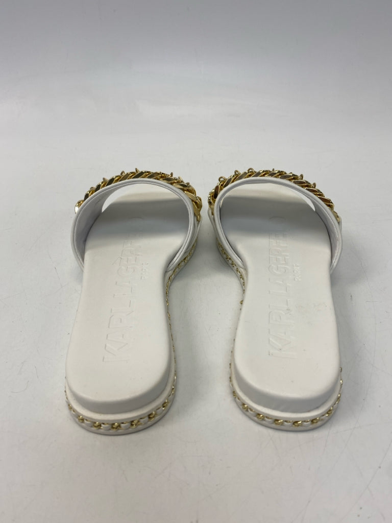 Karl Lagerfeld  Size 7.5 White Gold Charm(s) Sandals