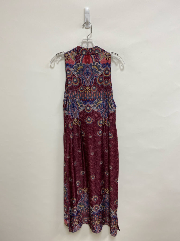 Free People Size XS Burgundy/Blue Beige/Coral Duster Ladies Vest