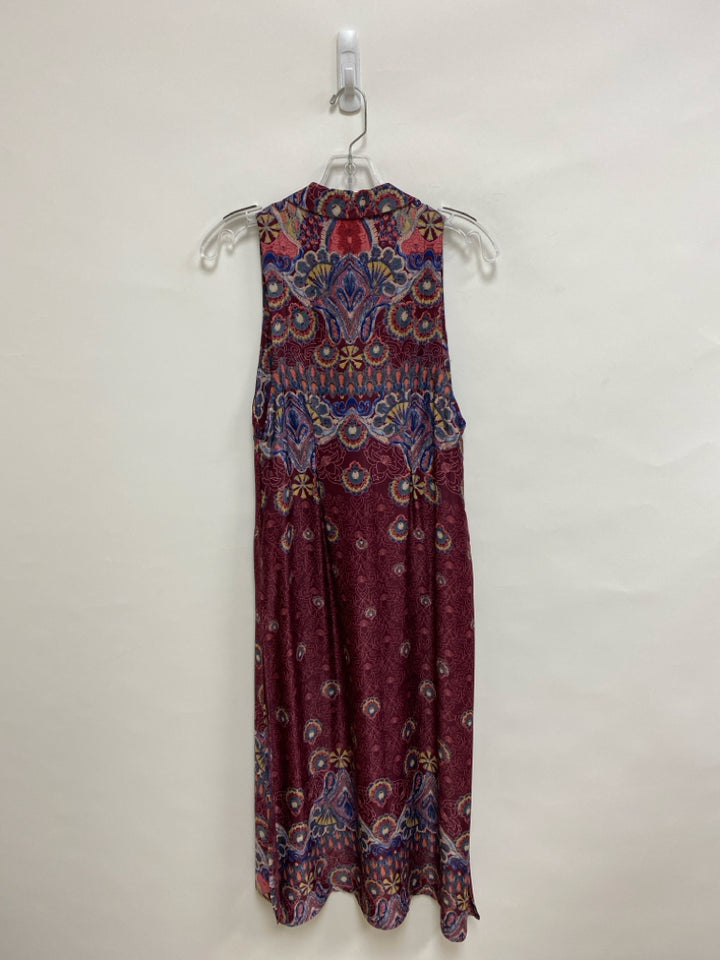 Free People Size XS Burgundy/Blue Beige/Coral Duster Ladies Vest