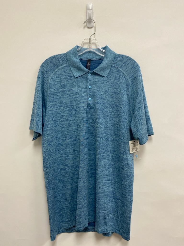 NWT Lululemon Size L Aqua/Blue Streaked Polo Men&