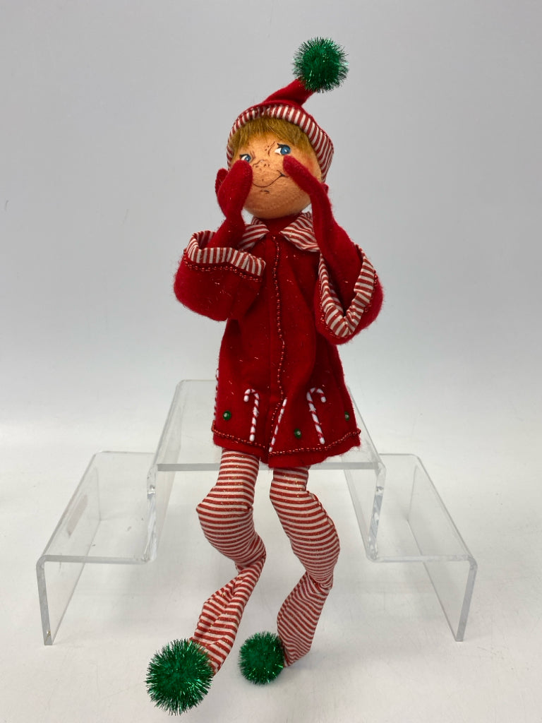 Annalee Red White Candy Cane Christmas
