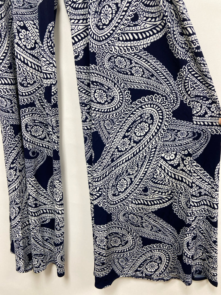 NWT Clara Sun Woo Size XL Navy White Paisley Pull-on Ladies Pants