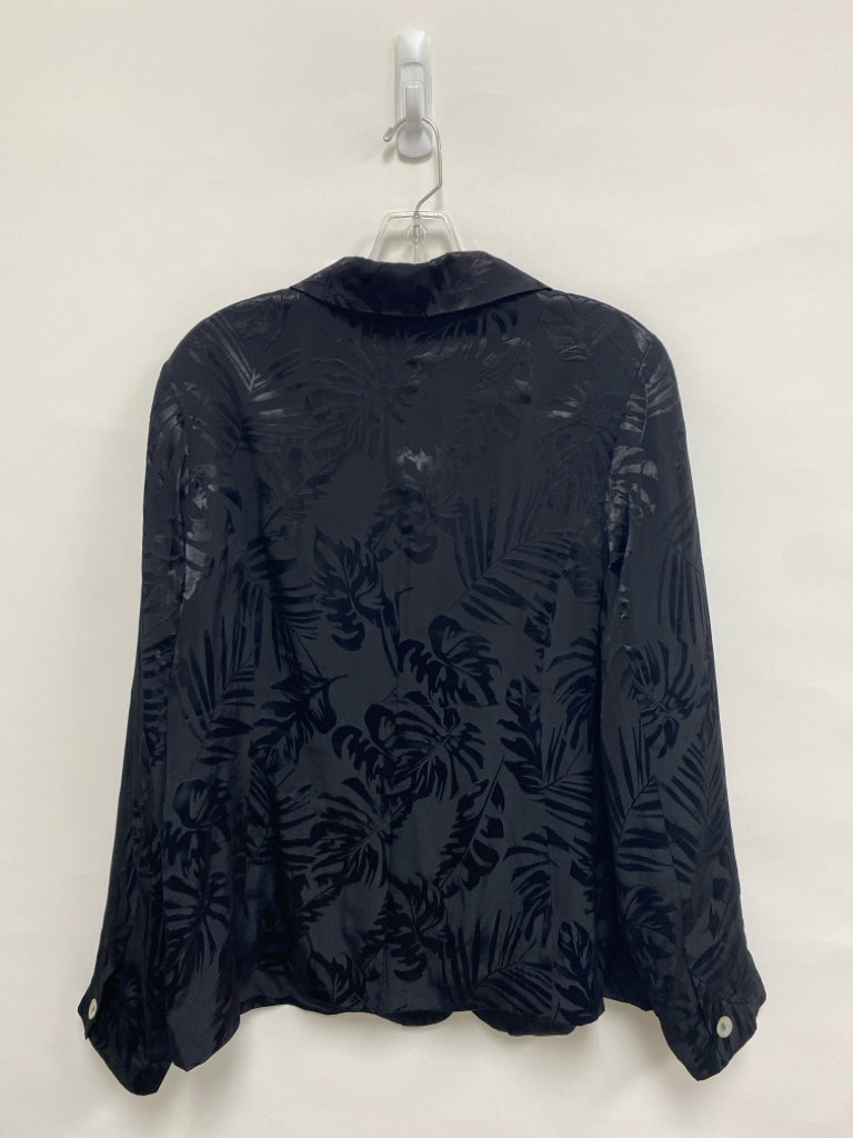 Tommy Bahama Size L Black Leaves Button Up Ladies Jacket