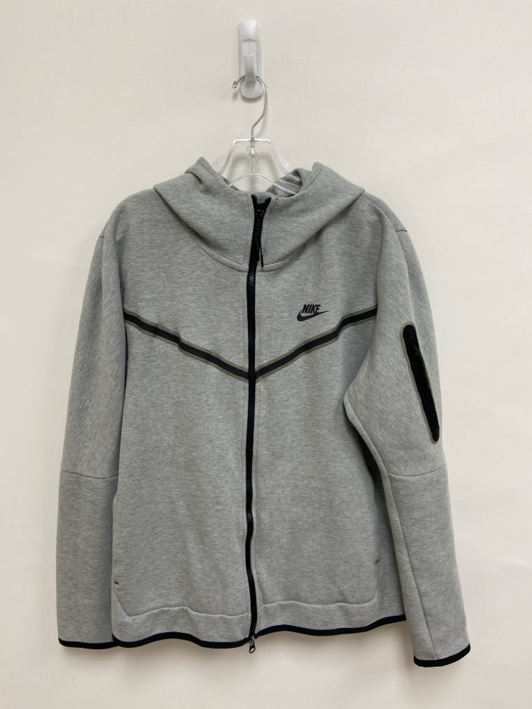 Nike Size L Gray Heather Hooded Zip Down Men&