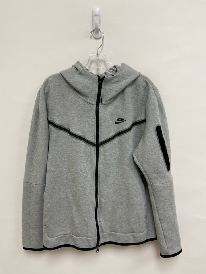 Nike Size L Gray Heather Hooded Zip Down Men&