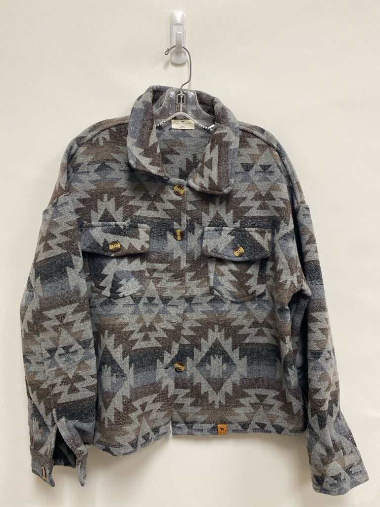 Simply Southern  SIZE  XXL Gray Brown/Black Southwestern Plus Size Jacket
