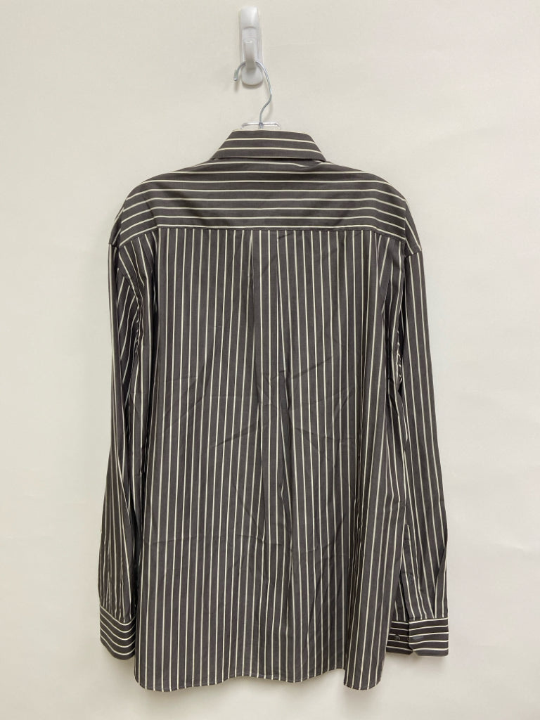 PAL ZILERI Size 42 Dark Gray White Stripes Button Up Men&