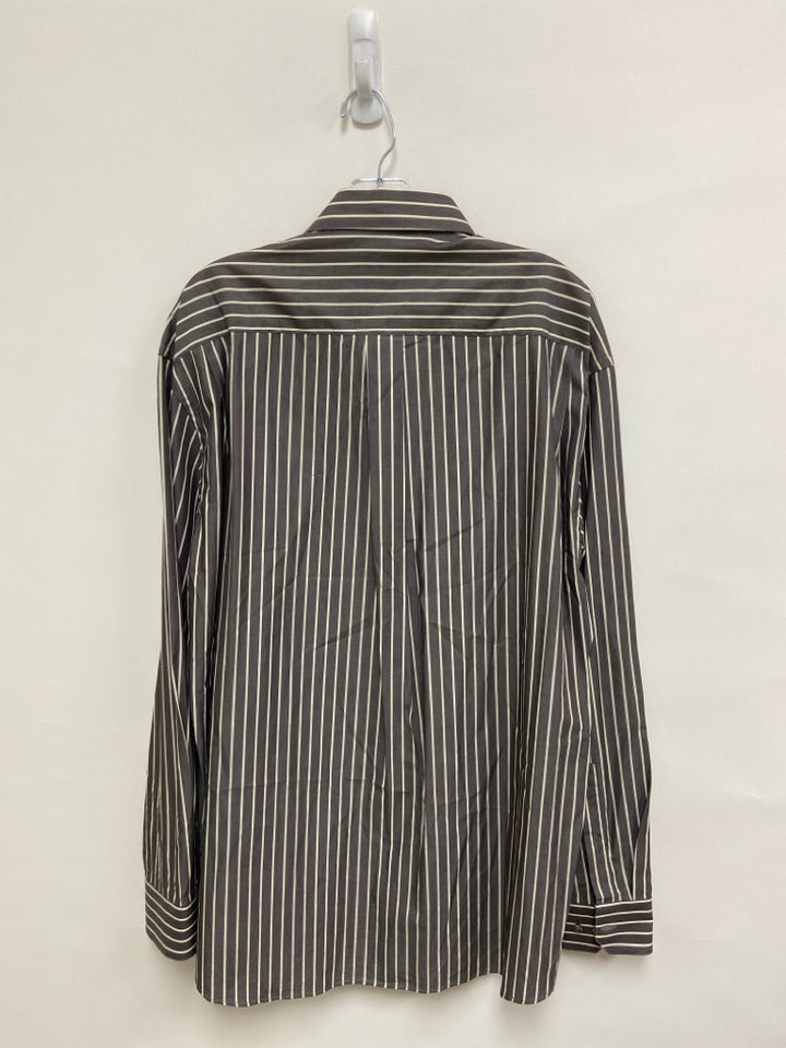 PAL ZILERI Size 42 Dark Gray White Stripes Button Up Men&