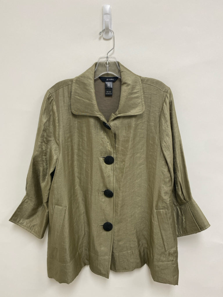 Ali Miles Size S Sage Shimmery Button Up Ladies Top