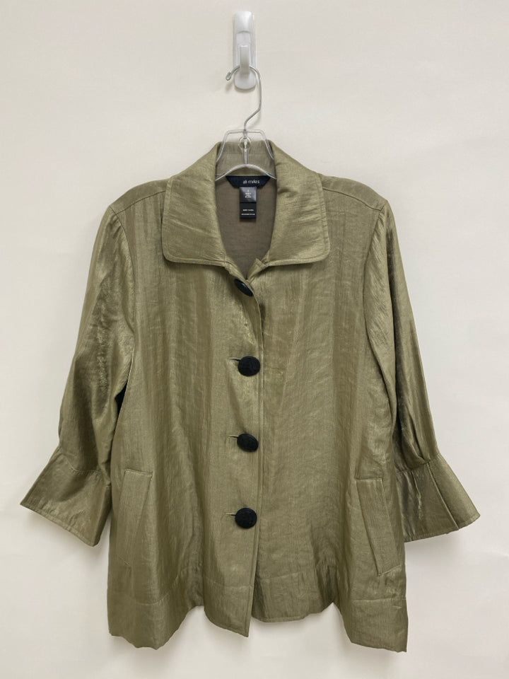 Ali Miles Size S Sage Shimmery Button Up Ladies Top