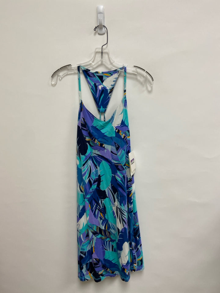 NWT Patagonia Size M Blue Aqua/White Leaves Sleeveless Ladies Dress
