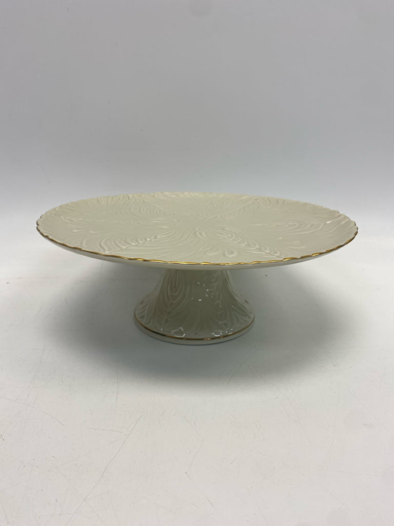 Cream Gold Trimmed Cake Plate/Stand