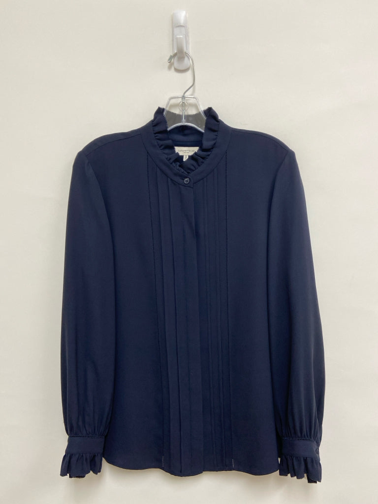 LAFAYETTE 148 Size L Dark Navy Silk Ladies Top