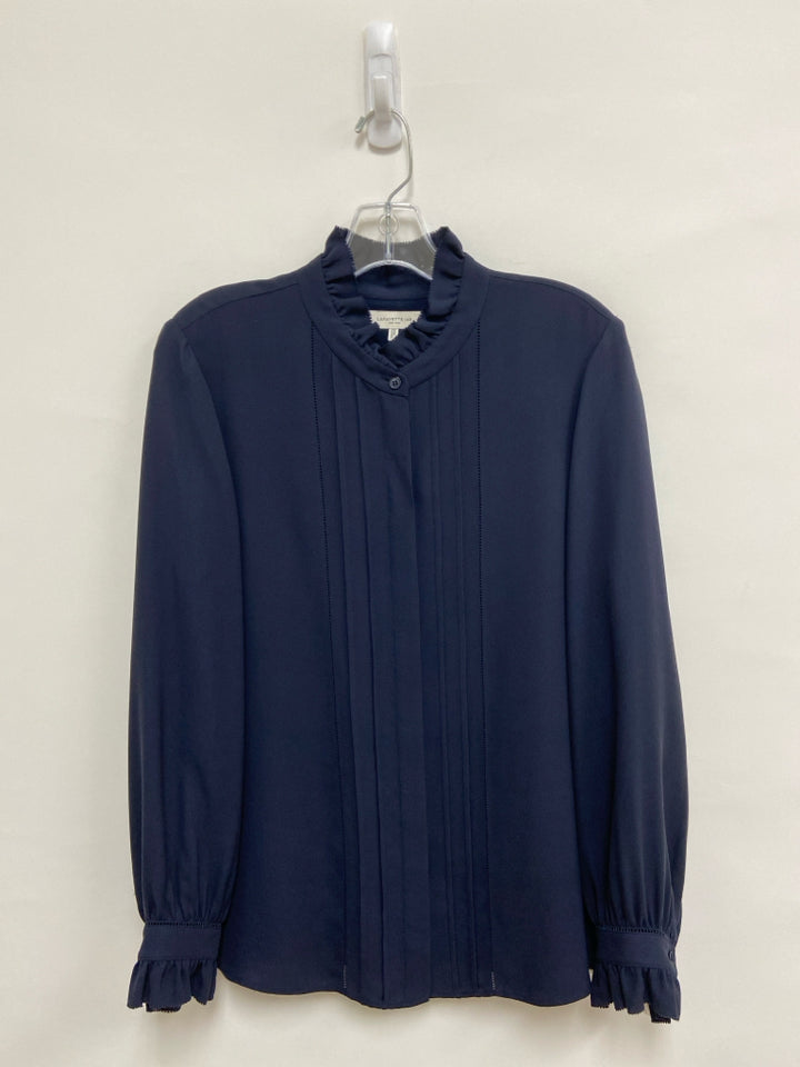 LAFAYETTE 148 Size L Dark Navy Silk Ladies Top