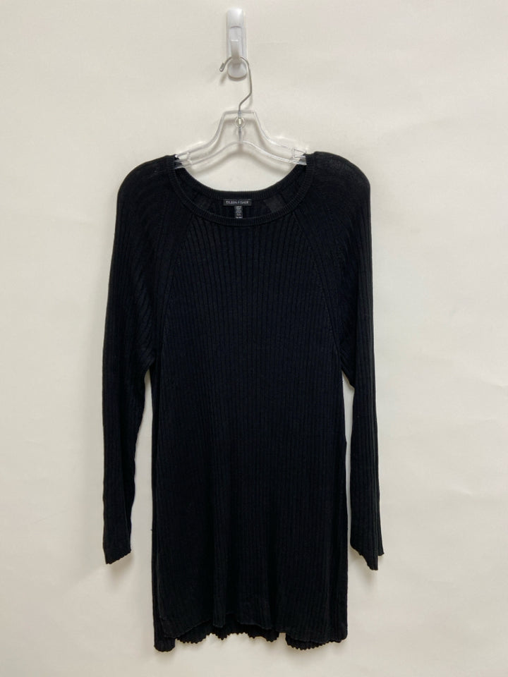 Eileen Fisher Size XL Black Ribbed Tunic Linen Blend Ladies Sweater