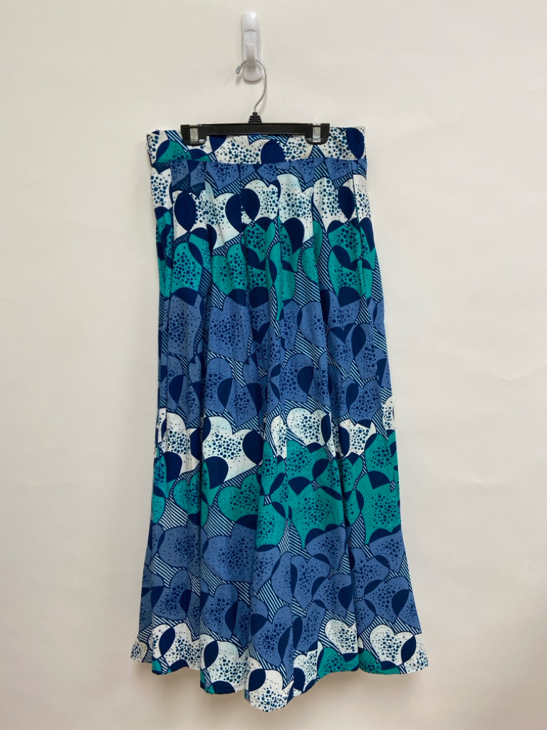 Size S White/Blue Aqua/Navy Hearts Maxi Ladies Skirt