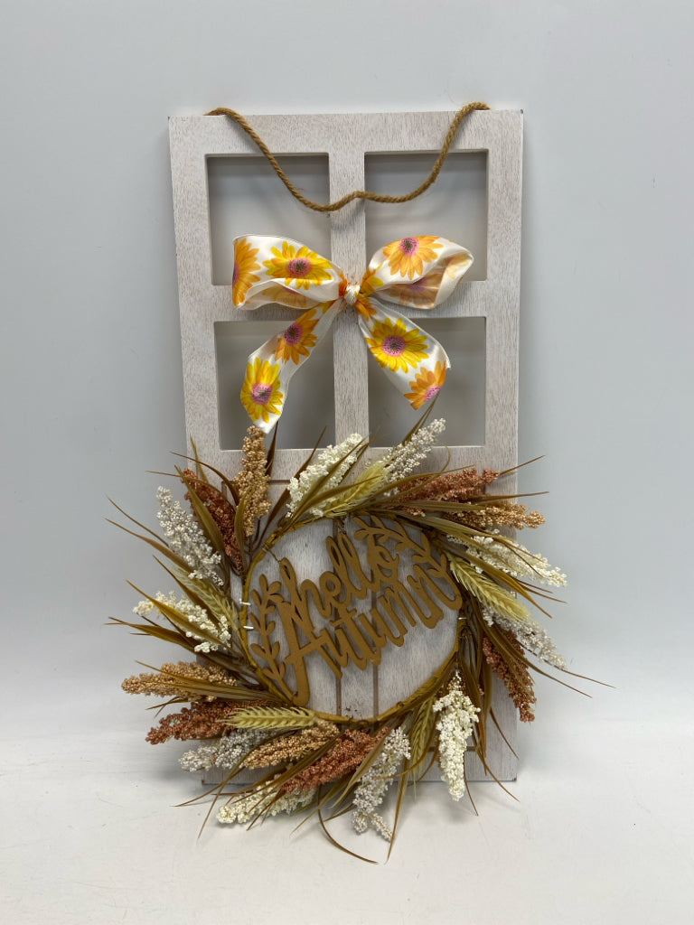 White Multi Color Fall Wood Wall Hanging