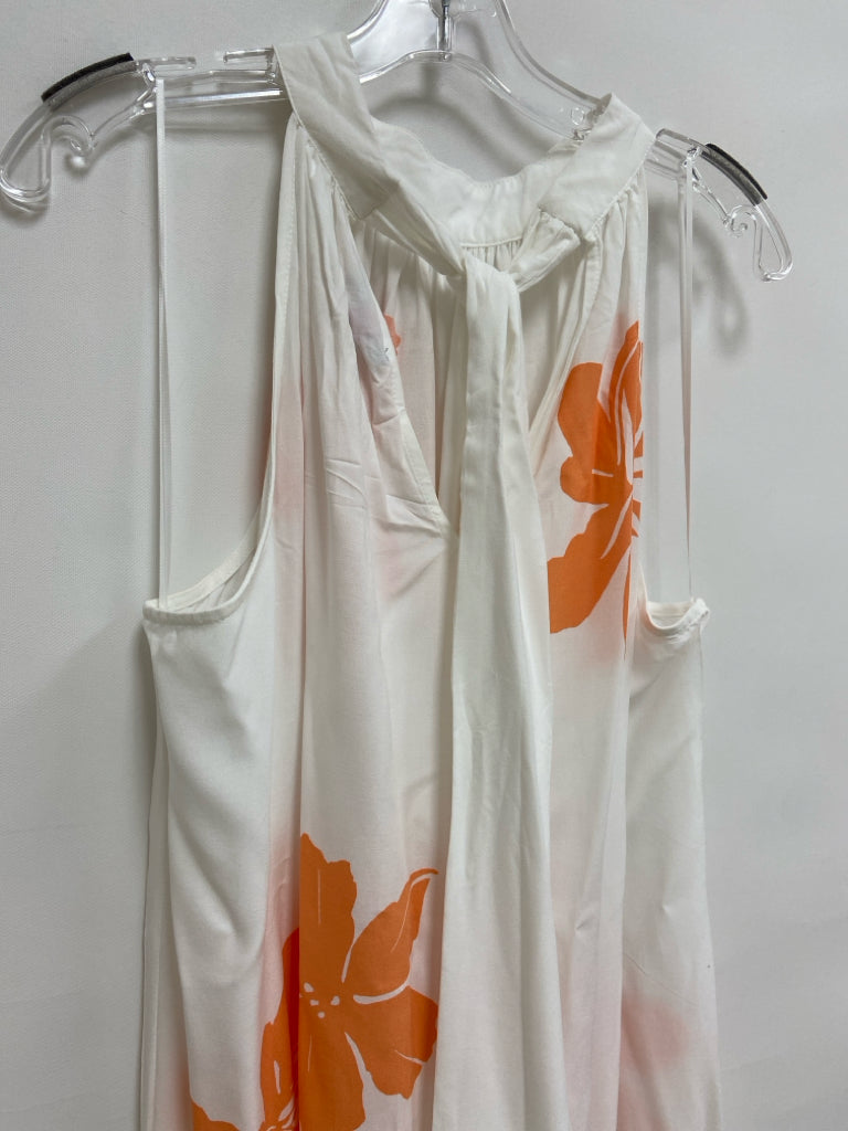 VINCE CAMUTO Size XL White Coral Flowers Maxi Ladies Dress
