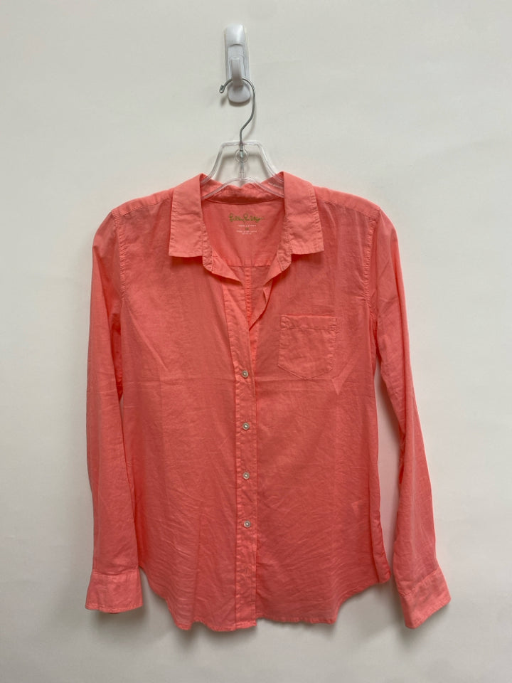 LILLY PULITZER Size XS Salmon Button Up Ladies Top