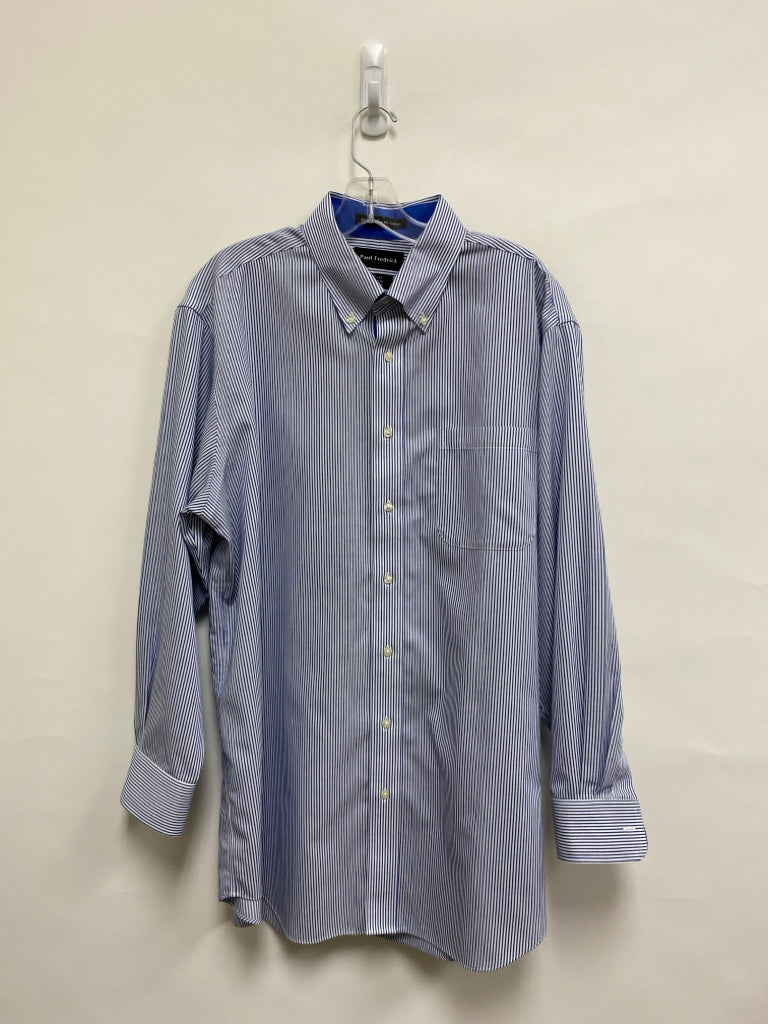 Paul Fredrick Size 17 Blue White Striped Men&