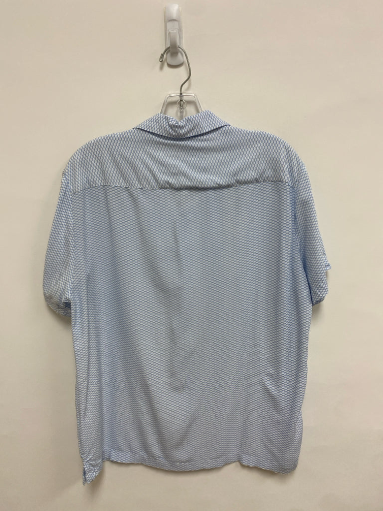 Denim &amp; Flower Size L White Blue Print Button Up Men&