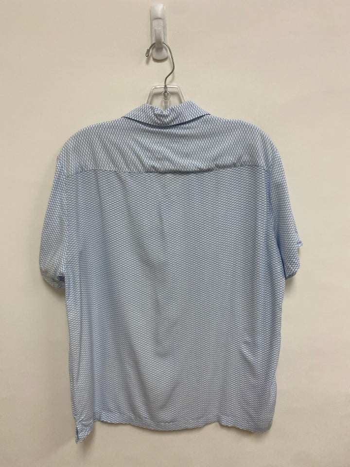 Denim &amp; Flower Size L White Blue Print Button Up Men&