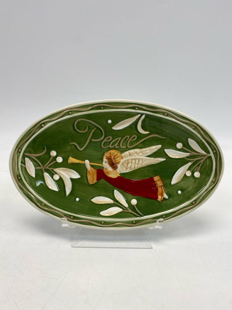 Fitz/Floyd Green/Cream Red/Gold Angel Christmas