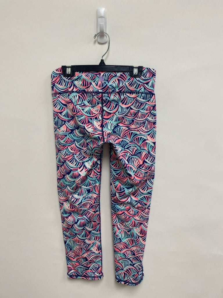 LILLY PULITZER Size S Coral/Aqua White/Navy Print Athletic Leggings